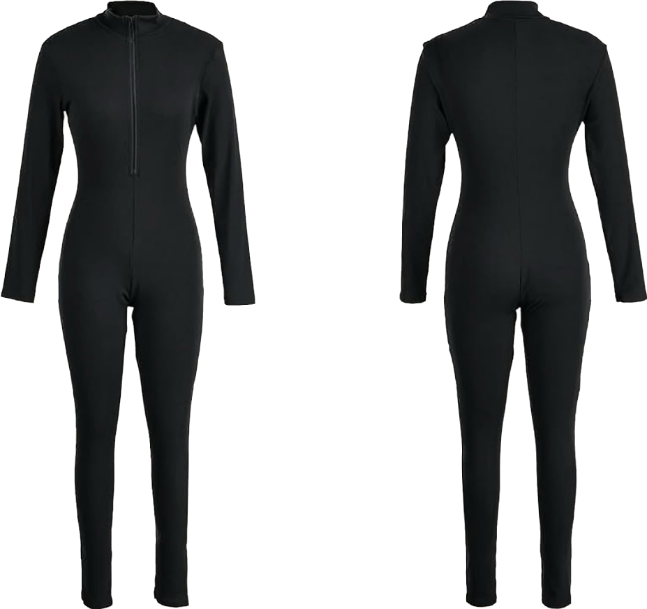 Ribbed Long SleeveJumpsuit-Black